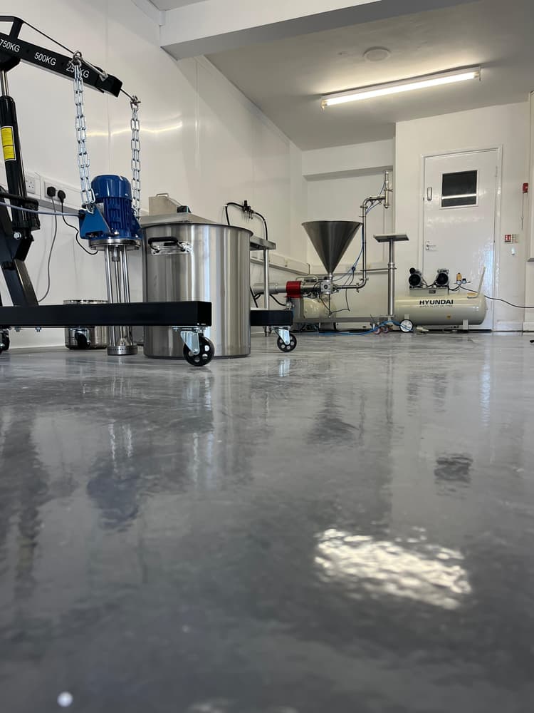 Production line overview at The Filling Lab contract filling facility, Bolton.